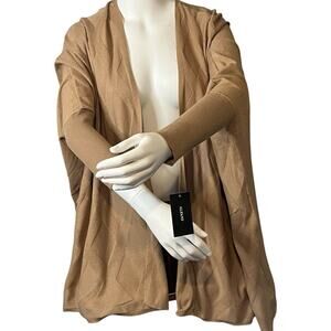 Alfani Novel Poncho Womens Size M Beige Open Shawl Wrap Cardigan Relaxed Fit NWT